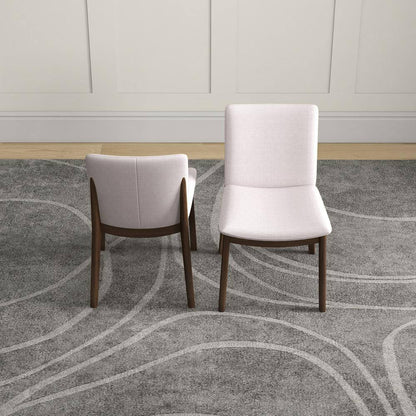 Valentine Mid-Century Modern Beige Fabric Dining Chair (Set of 2)