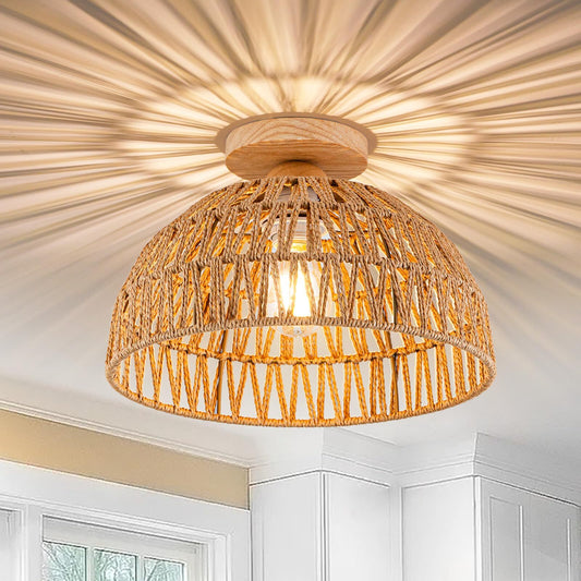 Boho Chandelier Rattan Ceiling Light Fixtures Boho Lamp Shade Flush Mount Ceilin