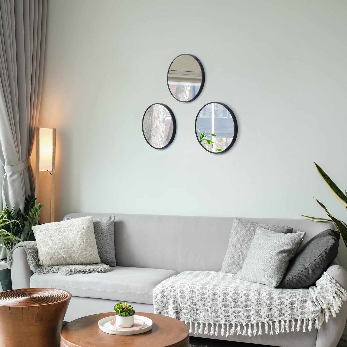 (4 Pack)  X Black round Small Decorative Wall Mirror for Bathroom or Living Room