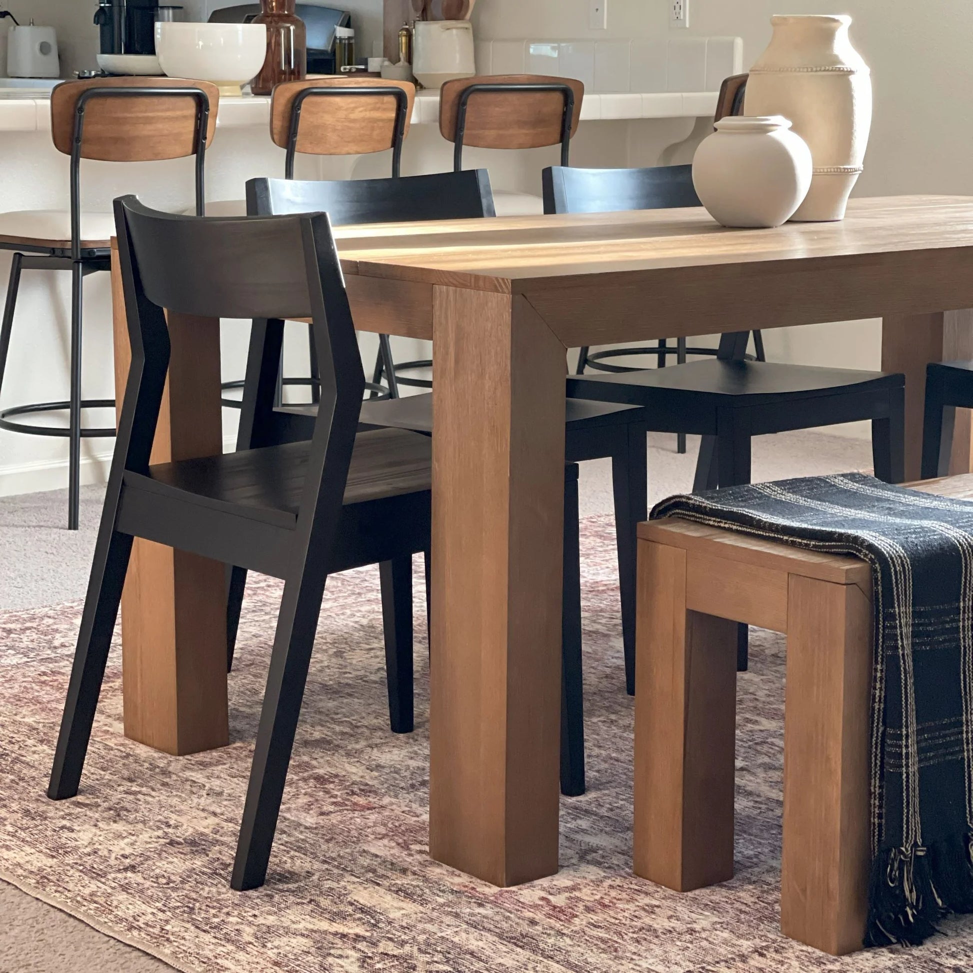 72" Modern Dining Table for 6, Solid Wood Rectangular Dining Table for Kitchen/Dining Room, Pecan Wirebrush