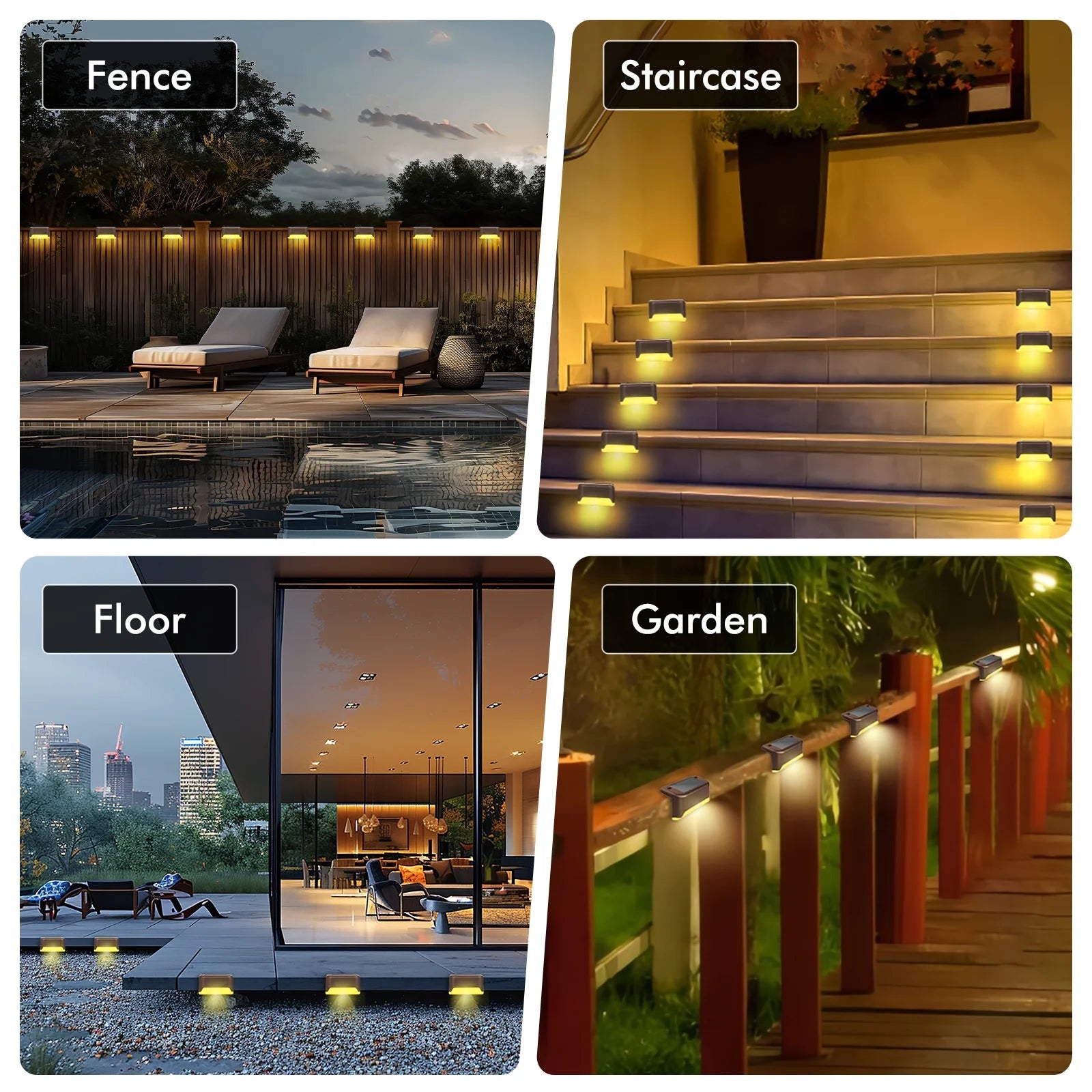 8PCS Outdoor Solar Deck Lights, Waterproof Solar Step Lights, LED Solar Lights for Outdoor Stairs Fence Yard Patio Railing Garden Pathway Christmas Decoration Lights(Brown-Warm White)