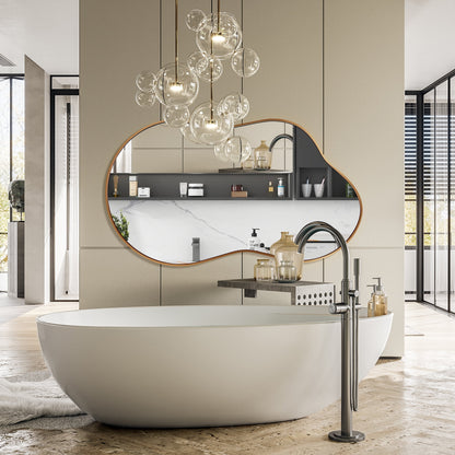 Irregular Wall Mirror 46"X26" Cloud Shaped Mirrors for Bathroom, Gold Aluminum Alloy Frame