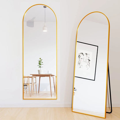 Arched Full Length Floor Mirror 64"X21.1" Full Body Standing Mirror,Gold