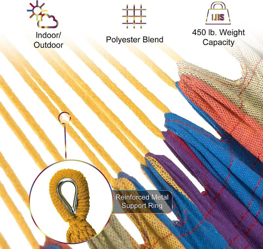 Double Hammock with Stand Included 450Lb Capacity Steel Stand, Premium Carry Bag Included and Two anti Roll Balance Beam