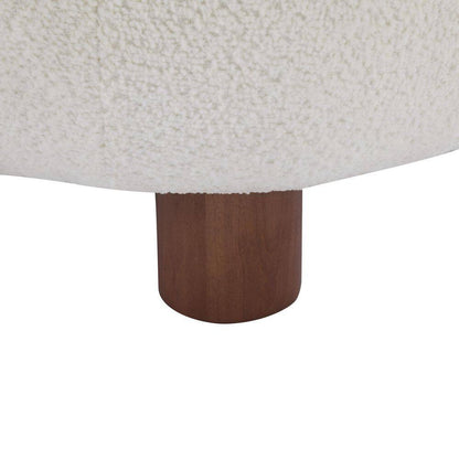 Amelia off White and Walnut Boucle Fabric Upholstered Accent Slipper Chair, Solid Wood