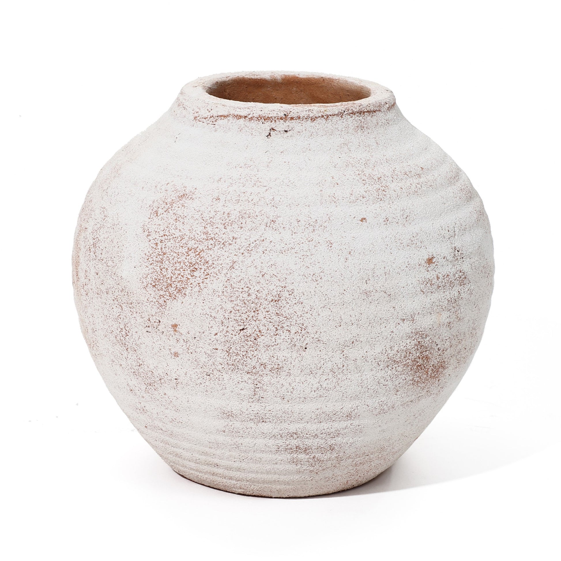 Marble Brown and White 7.5-Inch Tall Terracotta Vase