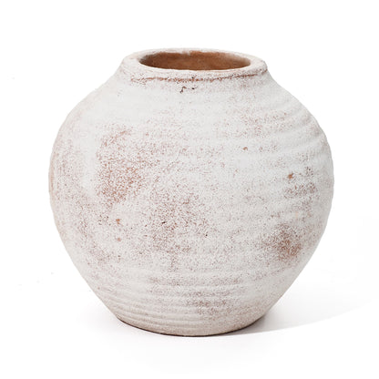 Marble Brown and White 7.5-Inch Tall Terracotta Vase