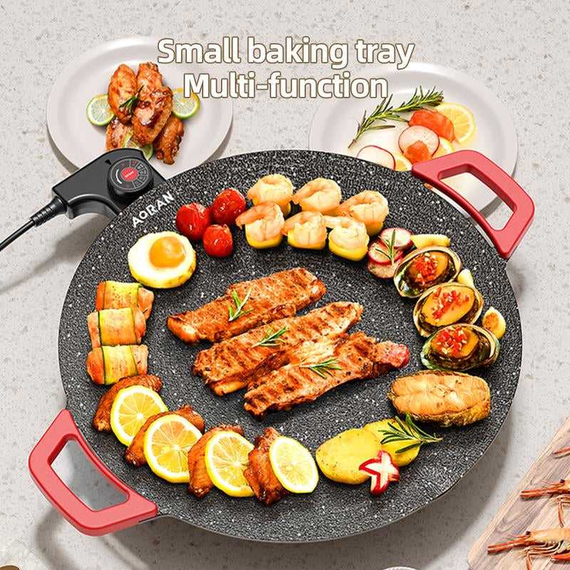 AORAN 1500W Portable Electric Korean BBQ Grill, Indoor Smokeless Grillnon-Stick Grill Pan, Adjustable Temperature Control,Nonstick Surface,Comal