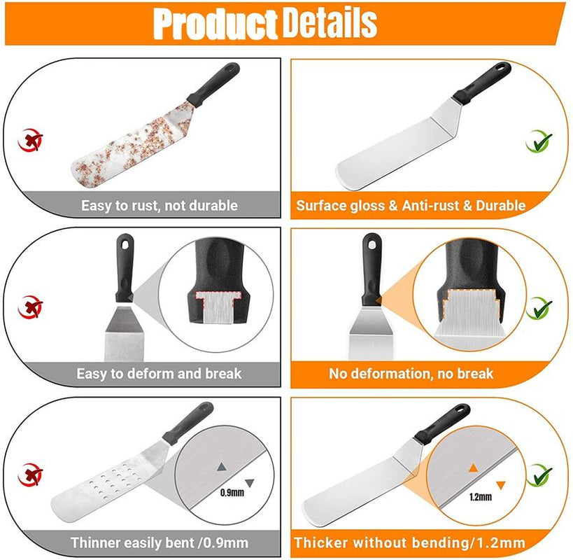 Griddle Accessories Kit,12Pcs Grilling Accessories Set,Flat Top Griddle Accessories Set for Outdoor BBQ Teppanyaki