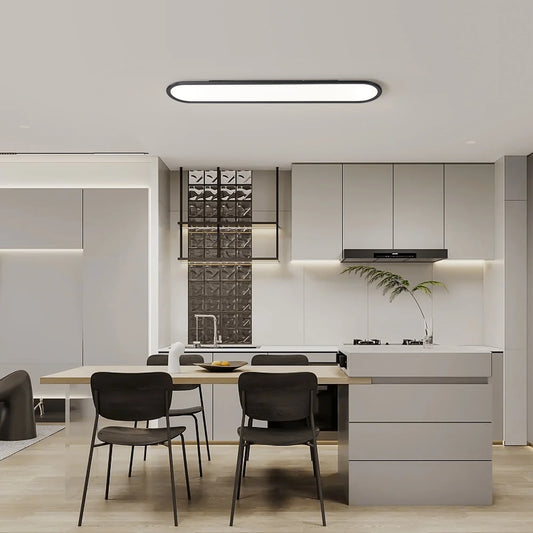 Modern Linear Ceiling Lights,48W Dimmable LED Ceiling Lamp,Full Spectrum Long Ceiling Light,39.4 Inch Ultra Thin Low Profile Light Fixture for Bedroom Kitchen Closet Hallway, Black/3000-6500K