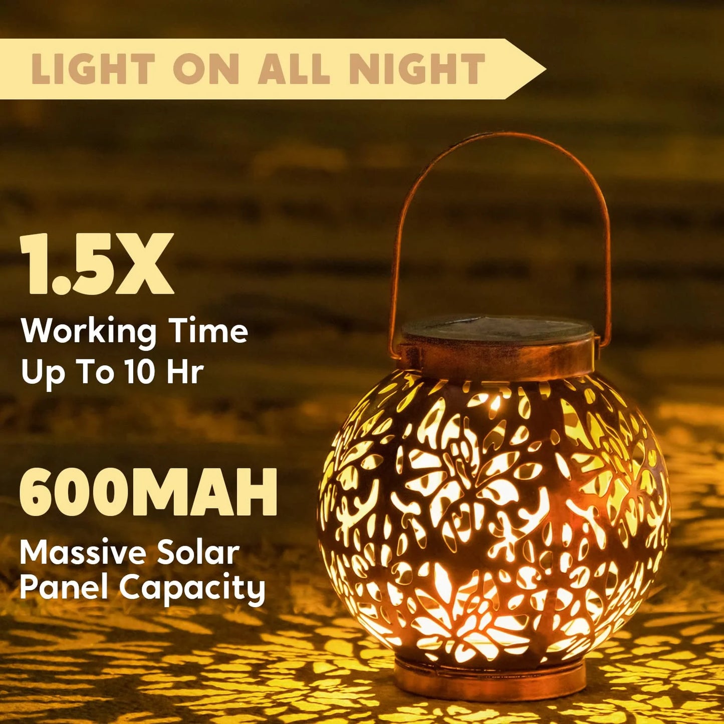 (2 Pack)  2 Pack Bronze Solar Outdoor Hanging Lanterns, Moroccan Lanterns, Metal Decorative Garden Lights