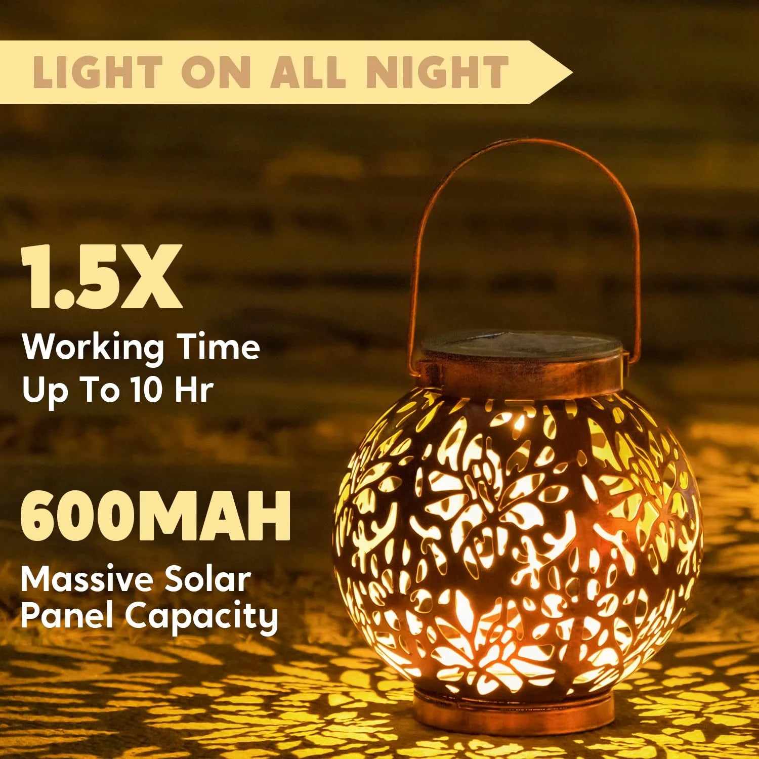 (2 Pack)  2 Pack Bronze Solar Outdoor Hanging Lanterns, Moroccan Lanterns, Metal Decorative Garden Lights
