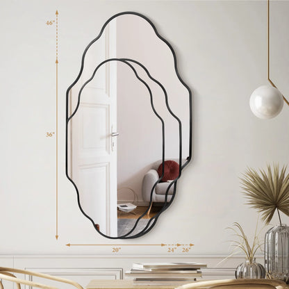 , Scalloped Wall Mirror, Black