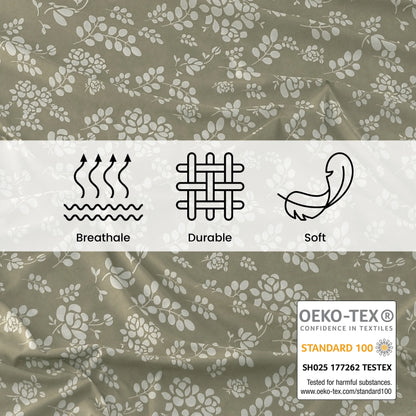 Bed Sheets, Microfiber Upto 16 Inch Deep Pocket Twin Sheets Set - Floral, Taupe