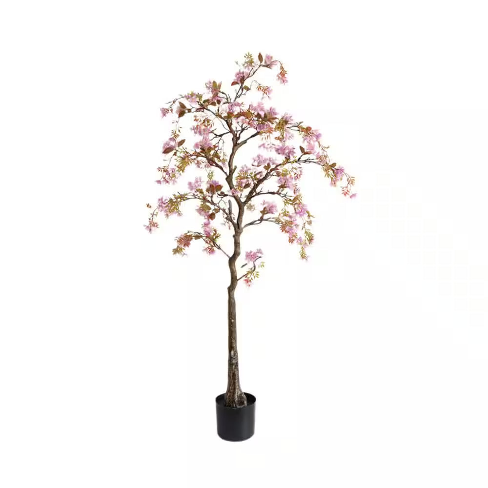4.6 Ft. Artificial Trees, Realistic Potted Silk Begonia Flower Tree, Faux Artificial Tree in Potted