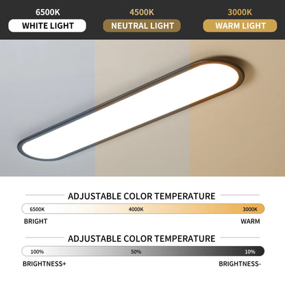 Modern Linear Ceiling Lights,48W Dimmable LED Ceiling Lamp,Full Spectrum Long Ceiling Light,39.4 Inch Ultra Thin Low Profile Light Fixture for Bedroom Kitchen Closet Hallway, Black/3000-6500K