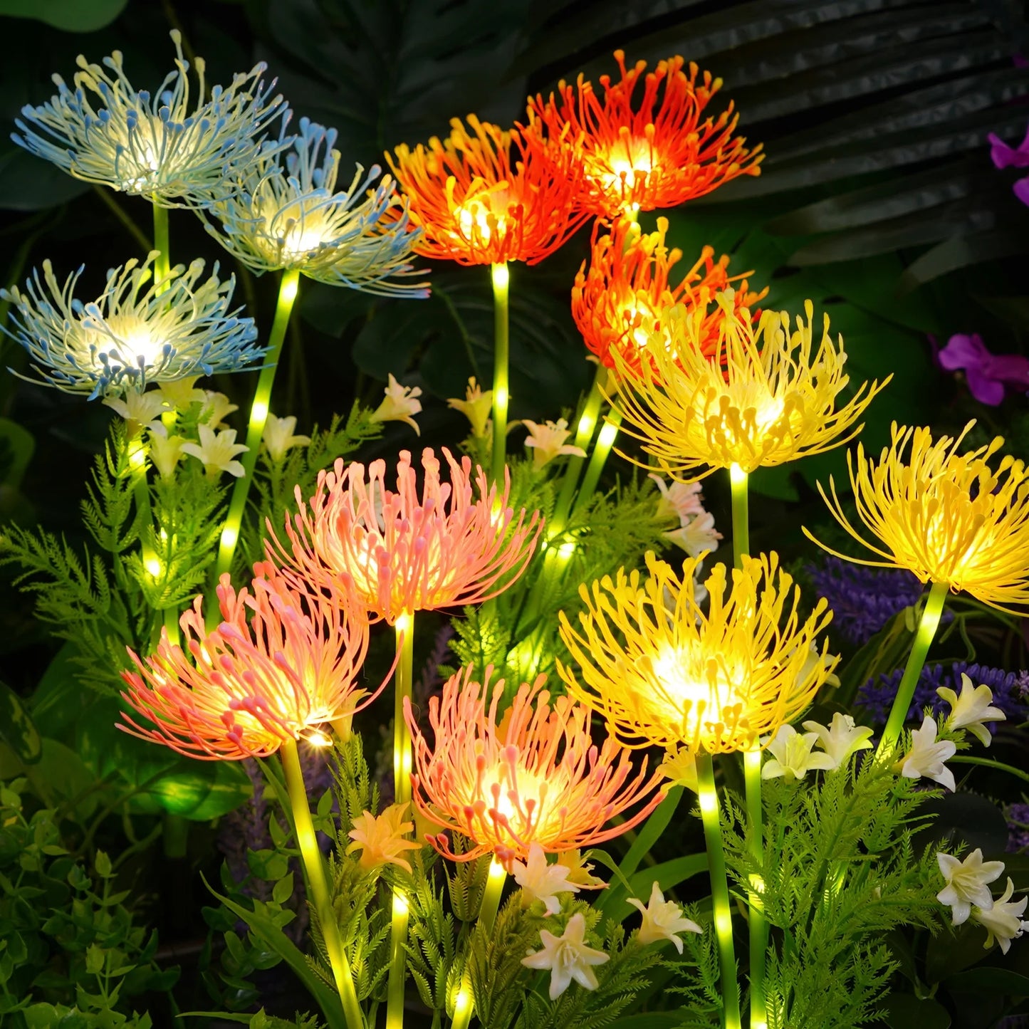 Blue Flower Solar Garden Lights Outdoor, Fairy Waterproof Solar Lights for Yard Pathway Patio Outdoor Decor