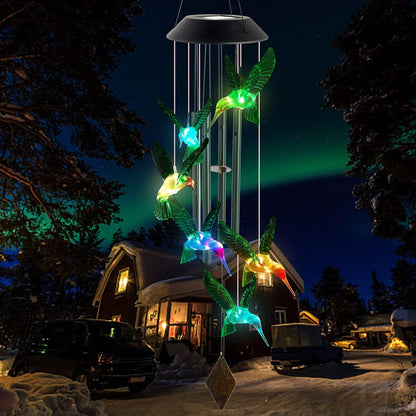 Hummingbird Solar Wind Chimes Outdoor, Father Gift, Birthday Gifts for Mother,Husband,Stepdad,Women,Grandma,Daughter,Aunt,Friend,Wife,Sister. Dad and Mom Gardening Gifts, Yard Decor