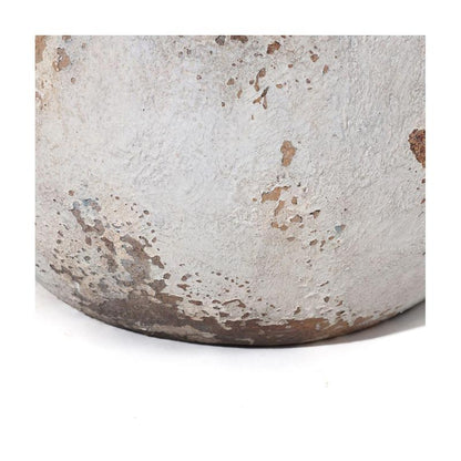 Luxenhome off White Rustic Cauldron Mgo Planterpot