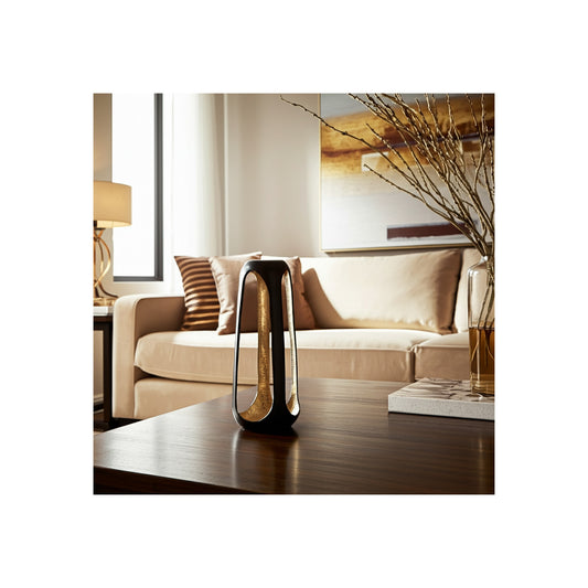 Metal Aluminum Glam Vase - Modern Decorative Accent for Home & Office - Tall Minimalist Floral Holder, Contemporary Openwork Centerpiece for Living Room & Bedroom - 15" Black