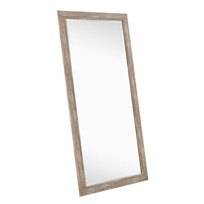 Rustic Floor Mirror, Framed Full Length Mirror Farmhouse Floor Mirror Faux Wood Hanging Wall Mirror 66" X 32", Natural
