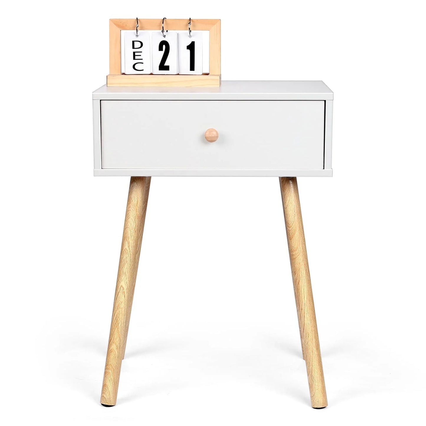 Nightstand, Modern End Table with Drawer, White Bedside Furniture Dresser for Bedroom, Living Room