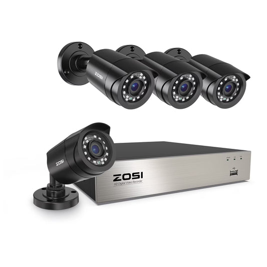 3K Lite H.265+ Home Security Camera System,5Mp Lite 8 Channel Surveillance DVR and 4 X 1080P Weatherproof CCTV Dome Camera Outdoor Indoor with 80Ft Night Vision, Motion Alerts, NO Hard Drive