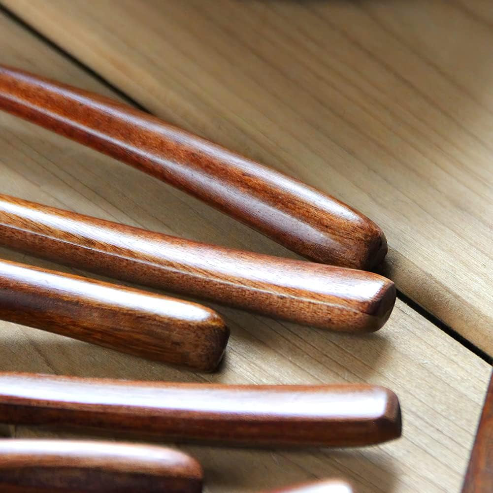 Forks,Wooden Forks,  6 Pieces Eco-Friendly Japanese Wood Salad Dinner Forks Wooden Forks Set Reusable Handmade Natural Wood Flatware Set for Cooking Stirring Eating