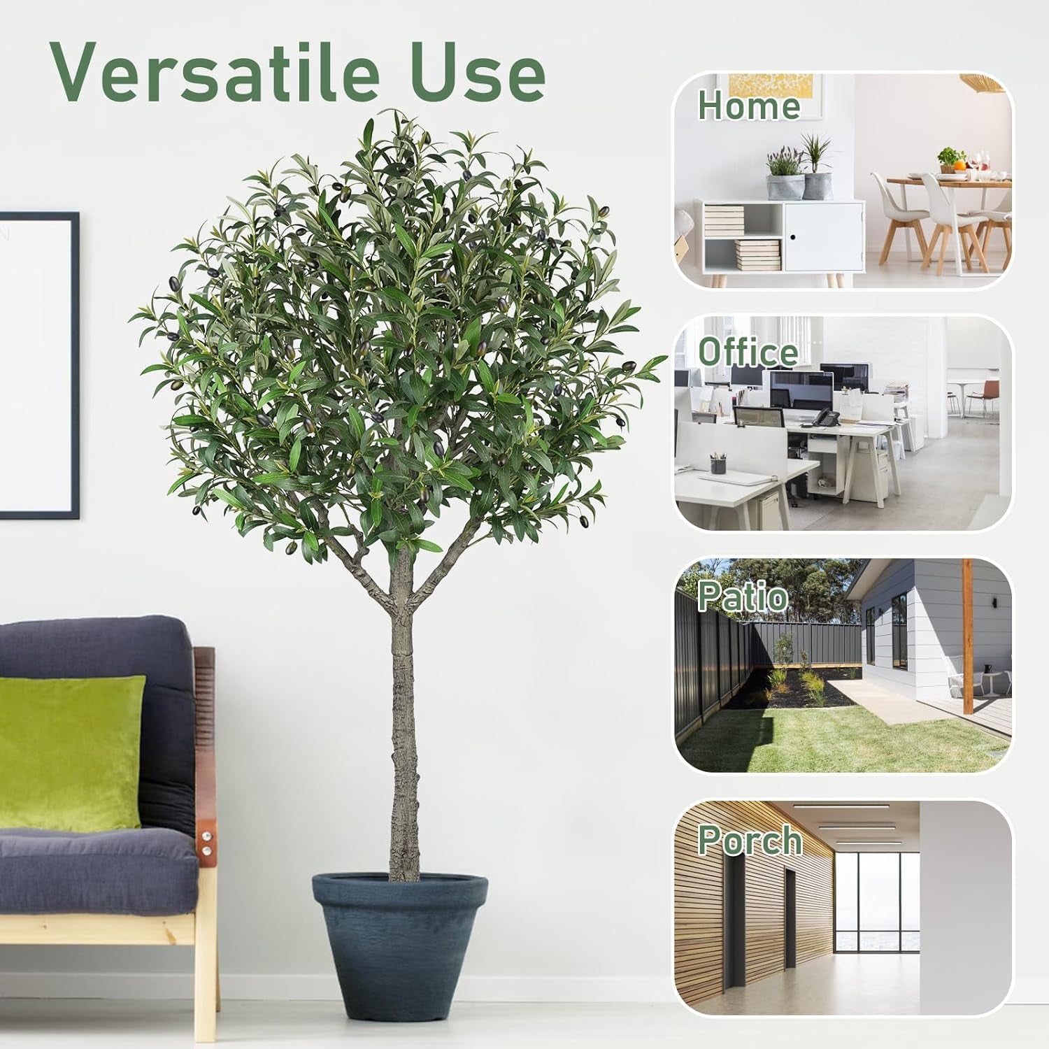 Artificial Olive Tree,6 FT Tall Faux Silk Olive Trees Indoor with 2100 Dense Lea