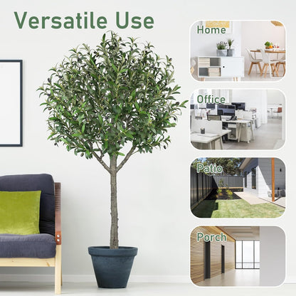 Artificial Olive Tree,6 FT Tall Faux Silk Olive Trees Indoor with 2100 Dense Lea