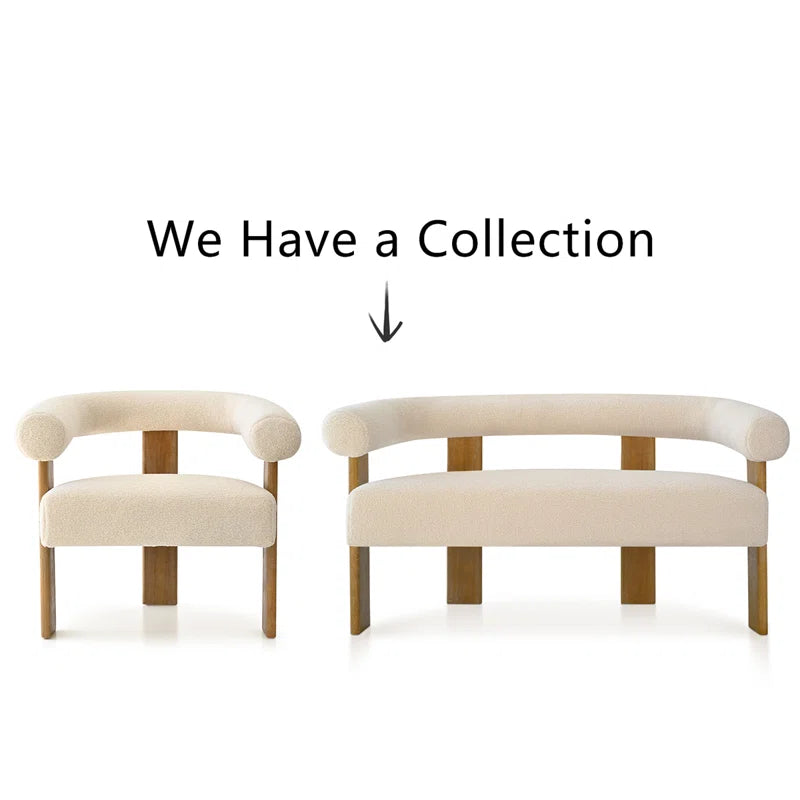 Petruna 54'' Upholstered Solid round Armrest Loveseat
