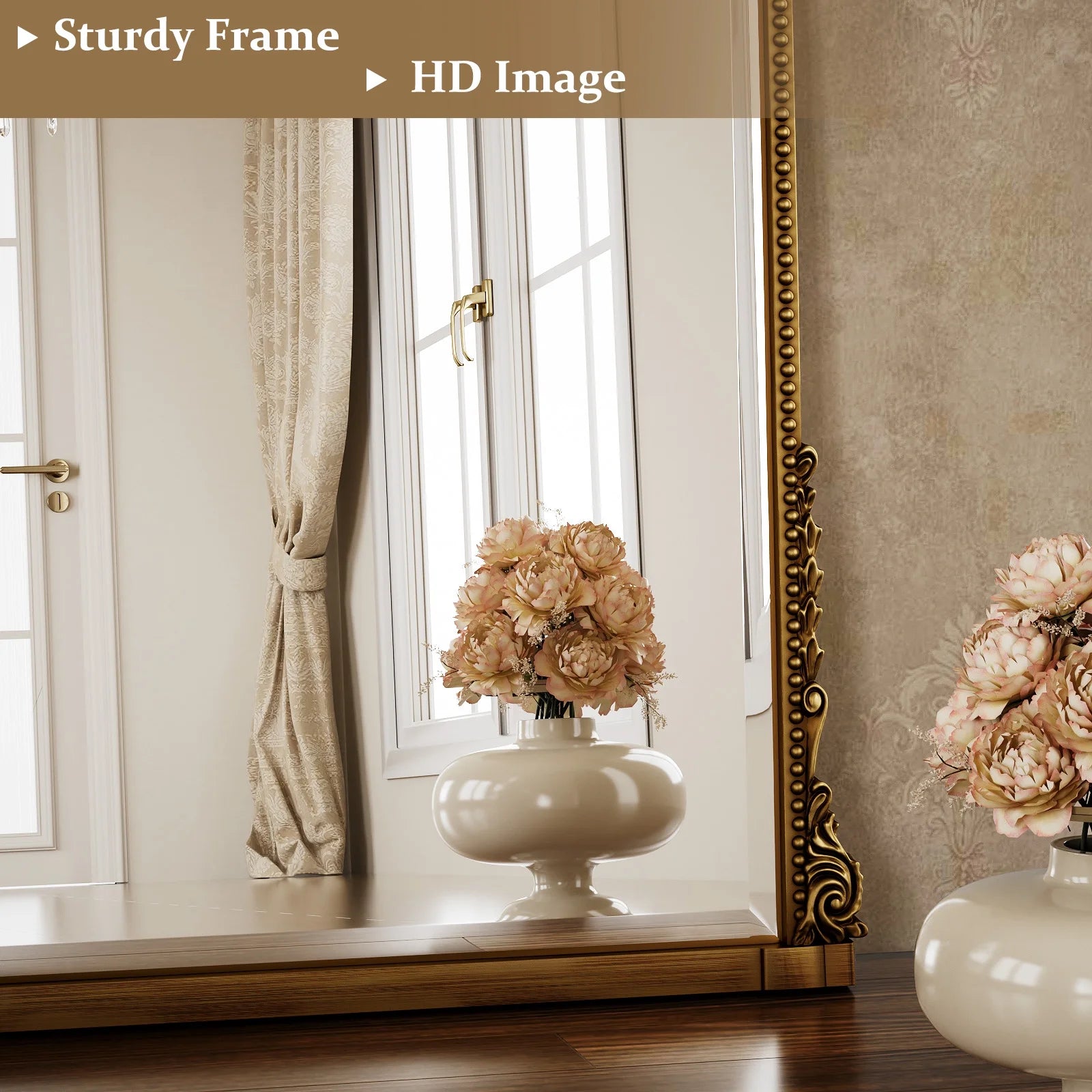 40"X 28" Arched Vanity Mirror Decor Wall Mirror for Bathroom,Antique Gold