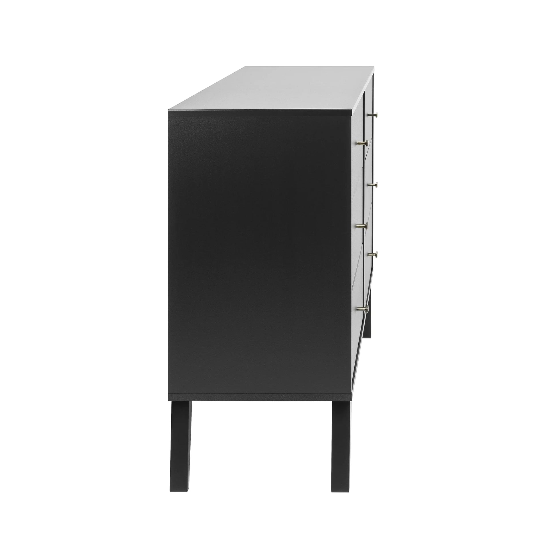 Milo Mid-Century 6 Drawer Wooden Dresser, 16.75" X 52.5" X 33", Black