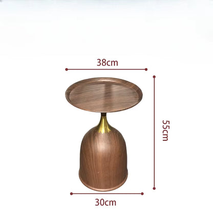 Walnut Color Side Table Carbon Steel Imitation Wood Grain Coffee Tables Bedroom Bedside Cupboard Antique Style Modern Furniture