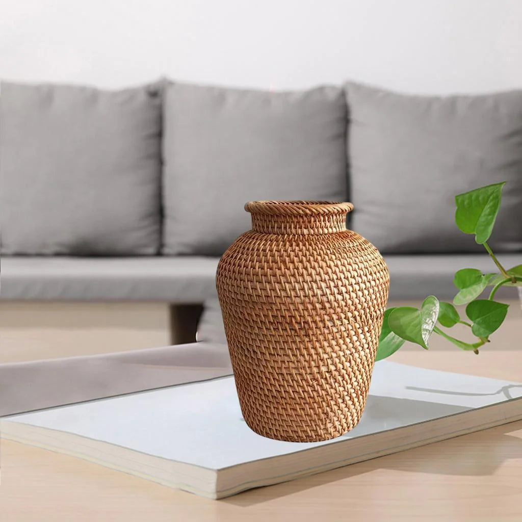 Rattan Vase Flower Pot Holder Plant Storage Wicker Vases Decor