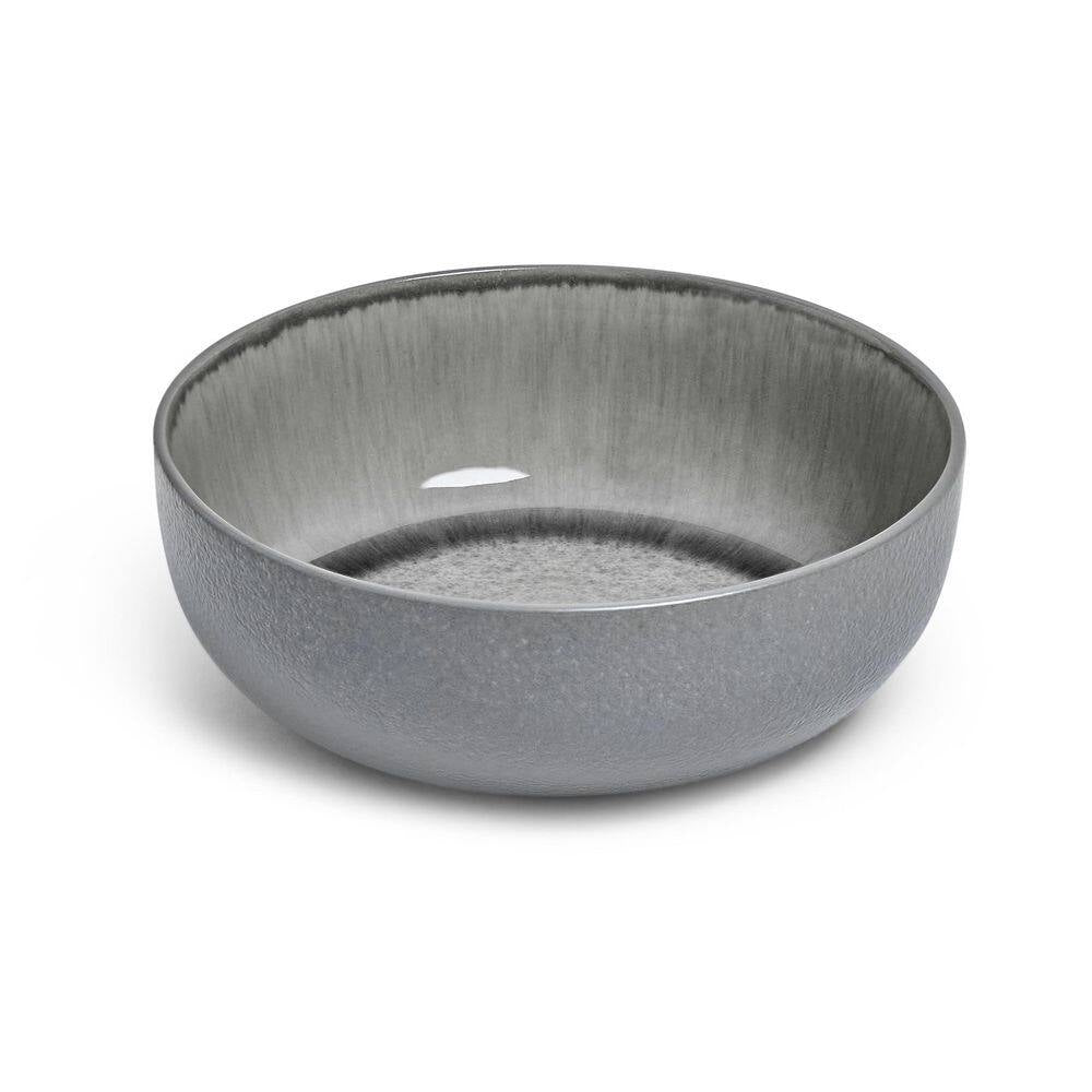 Asher Gray 12-Piece Stoneware Dinnerware Set, Round, Microwave and Dishwasher Safe