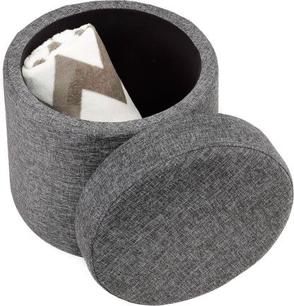 Cushioned Fabric Ottoman Hidden Storage Chest Footrest Chair, Padded Seat for Bedroom, Dorm, Loft, Living Room, Entryway, Hallway, Modern Gray, 15.6" Wobble