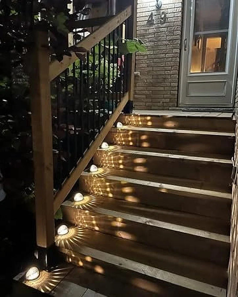 Solar Fence Lights,  4 Pack LED Solar Wall Lights Outdoor, IP65 Waterproof Solar Deck Lights for Wall Deck Post Patio Yard Stairway Path Porch, Warm White