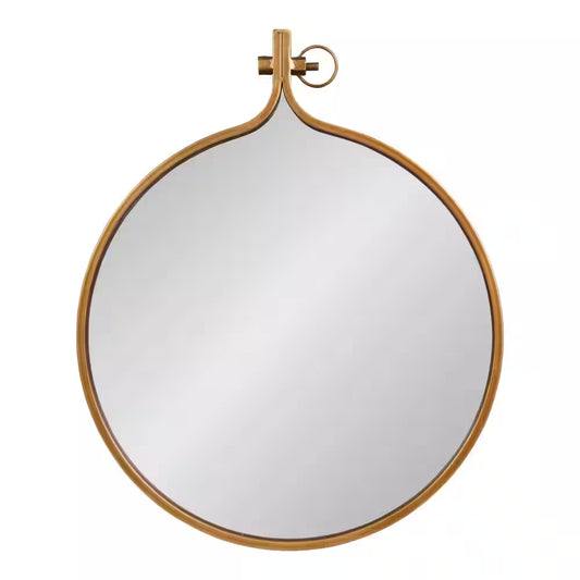 Medium round Gold Contemporary Mirror (28.5 In. H X 23.5 In. W)