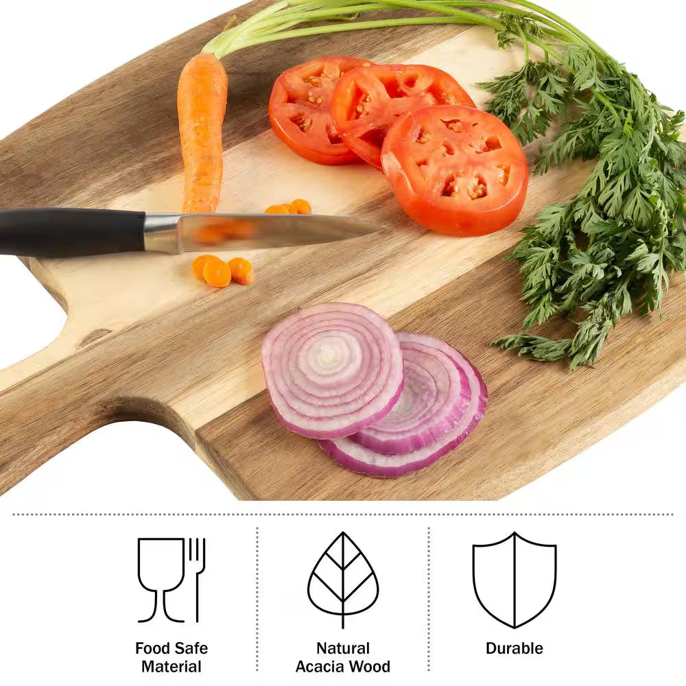 3-Piece Acacia Wood Cutting Board Set with Handles