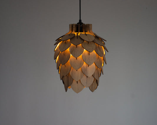 Wooden Pine Cone Chandelier Lamp - Wooden Pendant Light - Wood Bedroom Lampshade - Modern Dining Room Lamp - Artichoke Shape Light